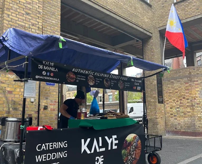 Kalye De Manila Filipino Street Food Stall at Brick Lane, Back Yard Market Entrance at Trumans Markets