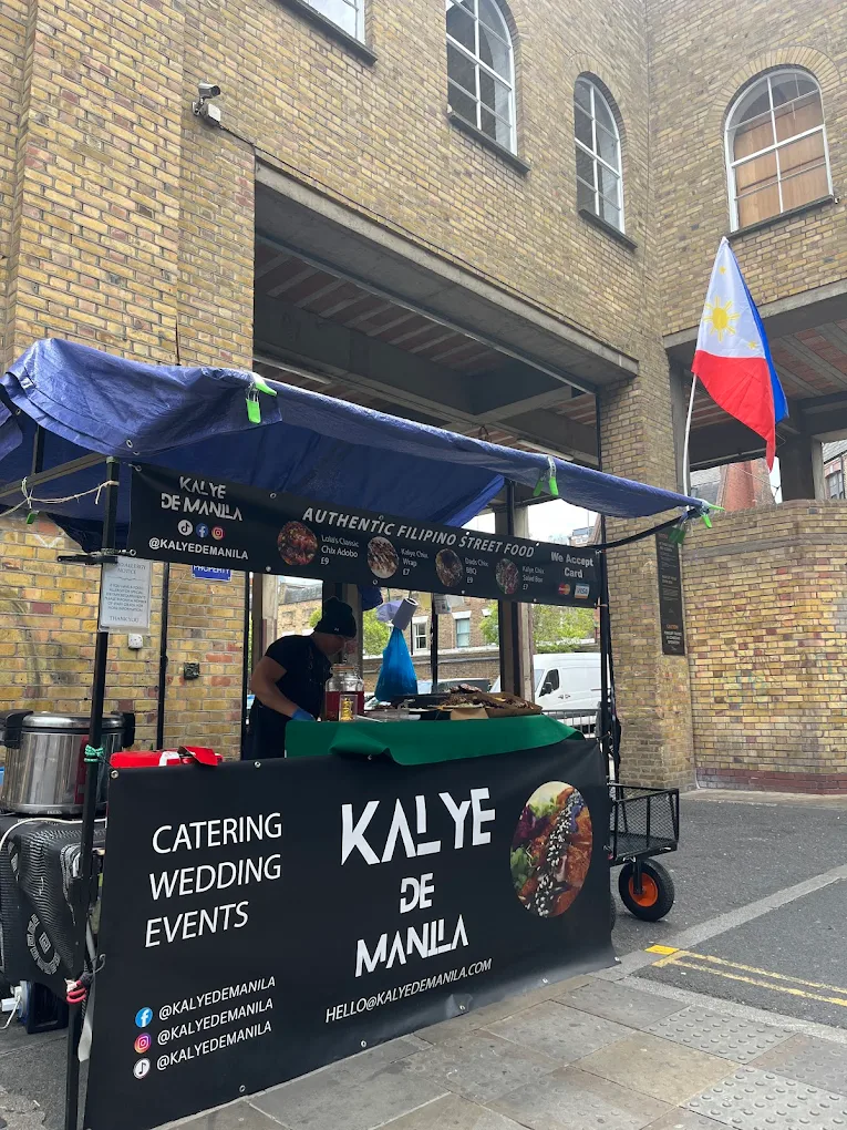 Kalye De Manila Filipino Street Food Stall at Brick Lane, Back Yard Market Entrance at Trumans Markets